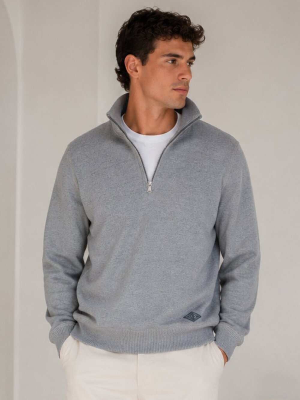 H&M LOGG Grey Quarter Zip Sweater Pullover Size XS Mens